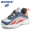 Sneakers Bona 2022 Nya designers Casual Walking Sneakers Children Running Shoes For Boys Fashion Breath Comfort Sport Shoes For Girls