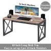 BON AUGURE Industrial Home Office Desks, Rustic Wood Computer Desk, Farmhouse Sturdy Metal Writing Desk (60 Inch, Vintage Oak)