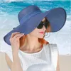 Szerokie brzegowe czapki wiadra prosta letnia słoma kapelusz kobiety duże szerokie grzbiet plażowy kapelusz słoneczny kapelusz solowany blok słoneczny UV Protection Panama Hat Bone Chapeu feminino y240409pwb6