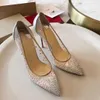 Luxury Women High Heels Buty designerskie buty ślubne oddychające siatka lśniący klasyki diamentowe marka kobiet sandały letnie 8 cm 10 cm 12 cm Rozmiar 35-43
