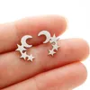 Boucles d'oreilles Stud Simple Moon Star Piercing Eore pour femmes Cadeaux de fête de bijoux Tragus bijoux en acier inoxydable vintage