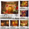 Jul tapestry vägg hängande, hippie rumdekor, julgran, estetisk stor trasa, sovrum, heminredning