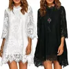 Casual Dresses 2024 Women Summer 5XL Oversize Elegant Lace Evening Dress Batwing Sleeve Loose Irregular Hem Mini