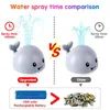 Upgraded Baby Rechargeable Bath Toy with Waterproof Light Up Whale Spray Water Bathtub for Toddlers Kids Pool Bathroom Toys 240408