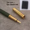 Nowa marka Wood Fountain Pen Peacock Green Drewniana śruba z Golden M Nib Student Student School School