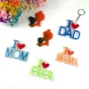 1 PC I Love Mom Dad Word Letter Keychain Epoxy Resin Resin Molde de Acción de Gracias Madre Padre Pendiente de silicona DIY DIY HEDI