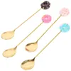 Spoons 4Pcs Long Handle Ice Cream Spoon Stainless Steel Stirring Mixing For Pudding