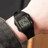 Montre-bracelets Square Men's Digital Watch Big Numbers Large Face Imperpose des montres LED imperméables Synoke Marque
