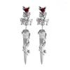 Stud Earrings Punk Sword Studs Waterproof Thorns Rose Tribal Metal Piercing Earring 264E