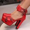 Dress Shoes Red Platform Hoge Heels Sandalen Zomer Sandalen Schoenveters Zwart -witte pompen Bruiloft Balschoenen Large Materi 50 H240409