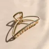 Frauen Geometrische Haarklauen Mädchen Klemme Goldfarbe Metallkrabbenkrabben Kreuzclips Stirnband Haarnadel Mode Neue Accessoires