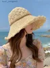 Chapeaux à bord large chapeau seau 2022 Bodet d'été pour femmes pliage avec un chapeau de paille de fleur panamas uv Protection Soleil Visor Cool Seaside Place Chapeau de plage Marée d'été Y240409