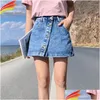 Skirts Streetwear Denim Short Spring Summer 2023 Pulsche singoli tasche una gonna di linea Donne High Waist Jean Droplese Dhxhh Dhxhh