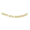 Decoração de festa Glitter 50th Bunting Banner Anniversary Birthday Wedding Hanging Signing