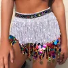 Boho Fringe -kjolar Kvinnor Girls Sequin Tassel Belly Dance Performs Belt midjeomslag Rave Party kjolar Holiday Club Party Dress