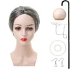 Imprezy Halloween 2024 Babcia Gray Wig Old Grandpa Hair Lady Rent Curling Iron Set