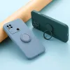 360 Finger Ring Square Silicone Case pour Xiaomi Redmi 10c 10a 10 9c 9a 9c 8 8a 7 6 6a Couverture du support téléphonique