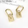 Dangle Earrings 5Pair 2024 도착 금색 Micro Pave CZ 귀여운 Lovey Lock Butterfly Heart Charm Hoop Earring