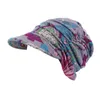 Berets Fashion Мусульманская печать хлопчатобумажная шляпа для женских шапок выпадение волос Химиопачка Обертывание козырька густой шап