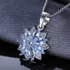 Pendant Necklaces JewelryPalace Flower 1.2ct Artificial Blue Spinel 925 Sterling Silver Necklace for Womens Fashion Gifts Exquisite Jewelry without ChainQ