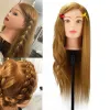 Ny kvinnlig mannequin Training Doll Head med 80% riktigt hår för hårsylar friserande kosmetologdockor med stativ stativ