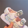 Spor ayakkabılar kız sandalet yaz yeni moda prenses ayakkabıları yumuşak taban orta büyük çocuklar rahat açık ayak parmağı düz plaj ayakkabıları 2021
