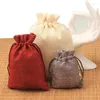 Gift Wrap 5/10pcs 9x12cm 10x15cm Drawstring Linen Bags Printable Logo Jewelry Packaging Candy Jute Festive Bag