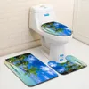 Baignoires Mattes Zeegle Scenic Printed Mat Salle de bain Piedstal Tapis de toilette Couvercle de couvercle Mémoire de mousse Absorbant Tapis de tapis