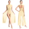 STAGE WEMPS FEMANS RHINESTON BALLET Costume de danse lyrique Roinque couche Mesh Gymnastique moderne Robe de justaucorps contemporaine Dancewear