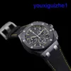 Fashion AP Wrist Watch Royal Oak Offshore Series 26420CE Plaque noire Aigne d'aiguille jaune Stripe Gravure Automatique Mécanique pour hommes Plaque de montre 43 mm Complete