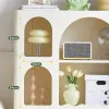 White Solid Wood Living Room Cabinets Ash Wood Ball Legs Home Furniture Creamy Style Display Cabinet Wooden Storage Sideboard