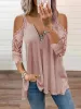 Skjortor Loose Hollow Out Maternity Vneck Blus Shirt Half Sleeve Pullover Top Shirt Summer Casual Women's Clothing Plus Size Size