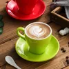 Xícaras pires de 280 ml de café com leite de leite americano xícara de café e pires porcelana de porcelana de porcelana