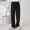 Herrenhosen Incerun Männer lässig Solid Color Jogger losen elastische Taille gerade Hosen Streetwear 2024 Mode Korean Long