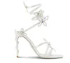 Designers Sandaler Margot Butterfly Ankel Wrap Heels Lady Wedding Party Dress Bride Sandal White Strass Jewel Heel Luxury Super Womens Shoes Rhinestone