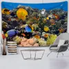 Ozean World Tapisserie Blau Ozean Tropical Fish Coraltiere Kunst Wand Hanging Wandteppich für Wohnzimmer Wohnheimläden Dekorationen