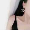 Boucles d'oreilles en pente Crystal Star Pendientes Drop pour femmes bijoux or argent couleur alliage cubique zircone coréenne