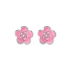 Boucles d'oreilles Authentiques 925 Silver à oreille à argent sterling glaçage de prune rose simple pour femmes bijoux de fête de mariage fille cadeau