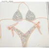 Bikini de maillots de bain pour femmes Bikini Diamond Bikinwear Crystal Bathing Film Sexy Femmes Biquini Bling Stones Swimsuit 210629 L49