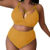 Plus -storlek baddräkt Kvinnor Big Breast Bikini Set 2024 Sexiga två stycken Bikinis Hög midja