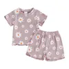 Kleidungssets geborenes Kleinkind Baby Mädchen Kleidung Sommer-Outfit Blumendruck Kurzarm T-Shirts Tops Shorts