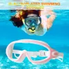 Platt Light Swimming Goggles Anti-dimma snorkling dykning simma glasögon vattentäta stora ramglasögon män kvinnor simning tillbehör