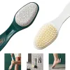 2 I 1 pimpsten Stone Foot Brush Scrubber med handtag Fötter Exfolierande Dead Skin Remover Massage Brush Pedicure Tool Unisex