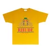 Rhude Brand Summer Tshirts Designer Tシャツ男性と女性のトレンディなファッション服RH028オウム対称印刷半袖TシャツサイズS-XXL