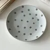 Plates Japanese Style Ceramic Plate 7.5 Inch Bolka Dots Flat Round Tableware Breakfast Bread Sausage Fried-Egg Dessert Cake