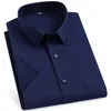 Casual shirts voor heren korte mouw voor zomerse topkwaliteit bamboe vezelbedrijf elegante kleding kleding gemakkelijk verzorg