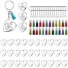 40Pcs Acrylic Discs Clear Heart Keychain Blanks Charms&Colourful Tassel Key Rings For DIY Crafts Jewelry Making