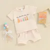 Baby Girl Short Sets Summer Mama S Bestie T-shirt T-shirt Solid Color Shorts 2PCS Ubrania strój