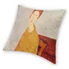 Kussen Jeanne Hebuterne met gele trui cover 45x45 decoratie print Amedeo Modigliani Artwork Throw voor bank