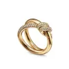 Designer Ring Twisted Rope Rings for Womens jewelry 925 sterling silver rose gold with Diamond Popular Fashion Classic Versatile Single Ring Double Ring Multi Size